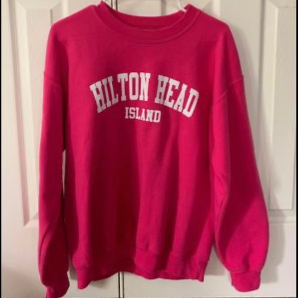 Hilton Head Island sweatshirt; size Medium; pink